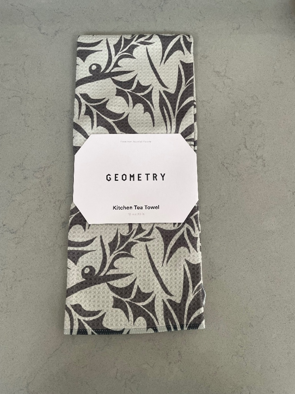 Geometry Kitchen Tea Towel- Winter Foliage Print, Made from Recycled Material